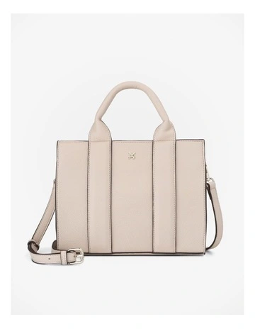 Nova Small Grab Tote With Crossbody Strap in Beige