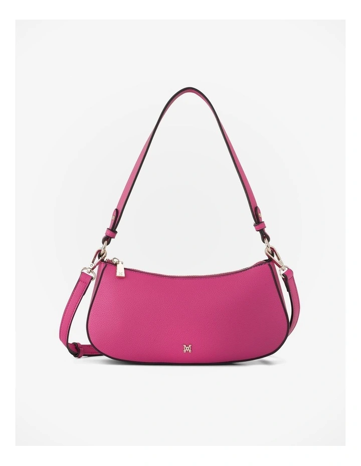 Alina Small Zip Top Shoulder Bag with Crossbody Strap in Pink image 1
