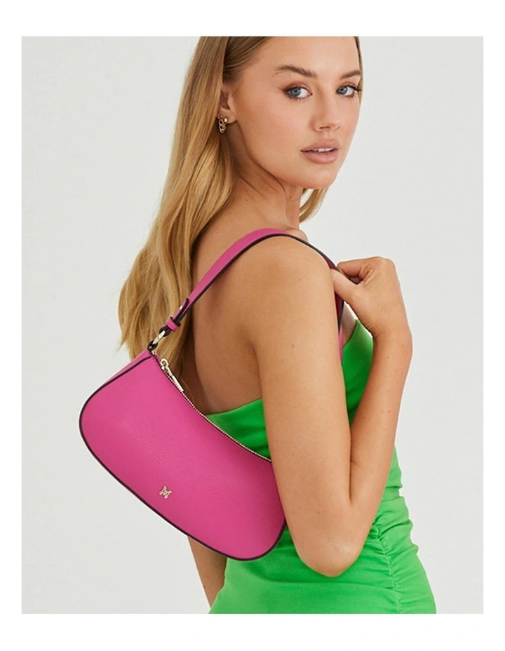 Alina Small Zip Top Shoulder Bag with Crossbody Strap in Pink image 2