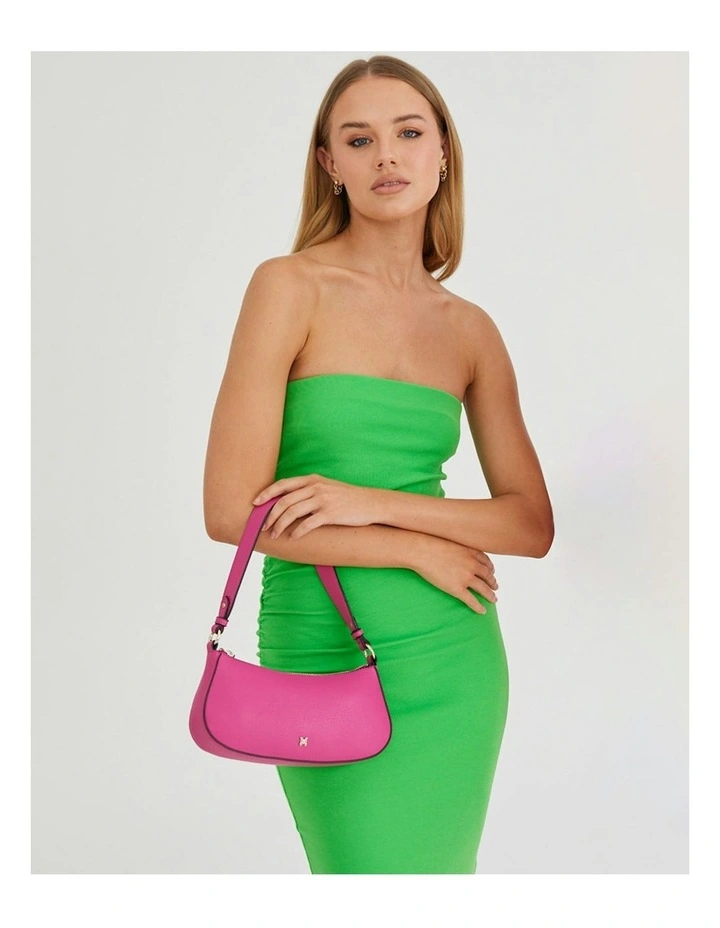 Alina Small Zip Top Shoulder Bag with Crossbody Strap in Pink image 4