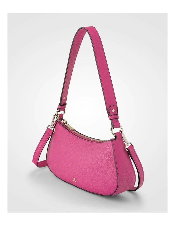 Alina Small Zip Top Shoulder Bag with Crossbody Strap in Pink image 7