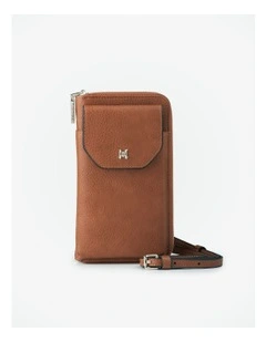 Hallie Phone Wallet and Crossbody Bag in Dark Tan