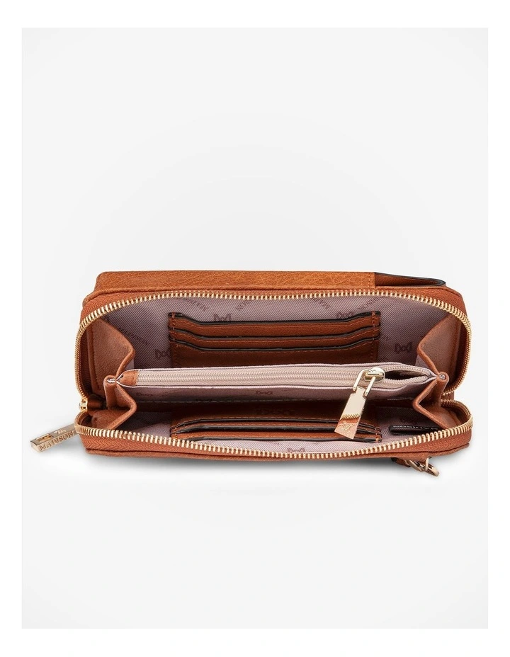Hallie Phone Wallet and Crossbody Bag in Dark Tan image 4