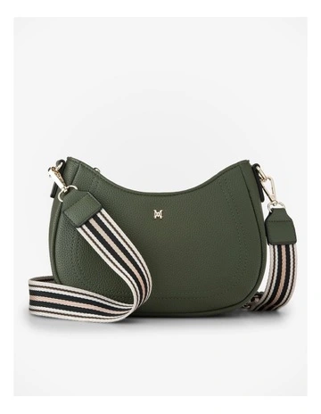 Simone Crescent Zip Top Small Crossbody Bag in Green