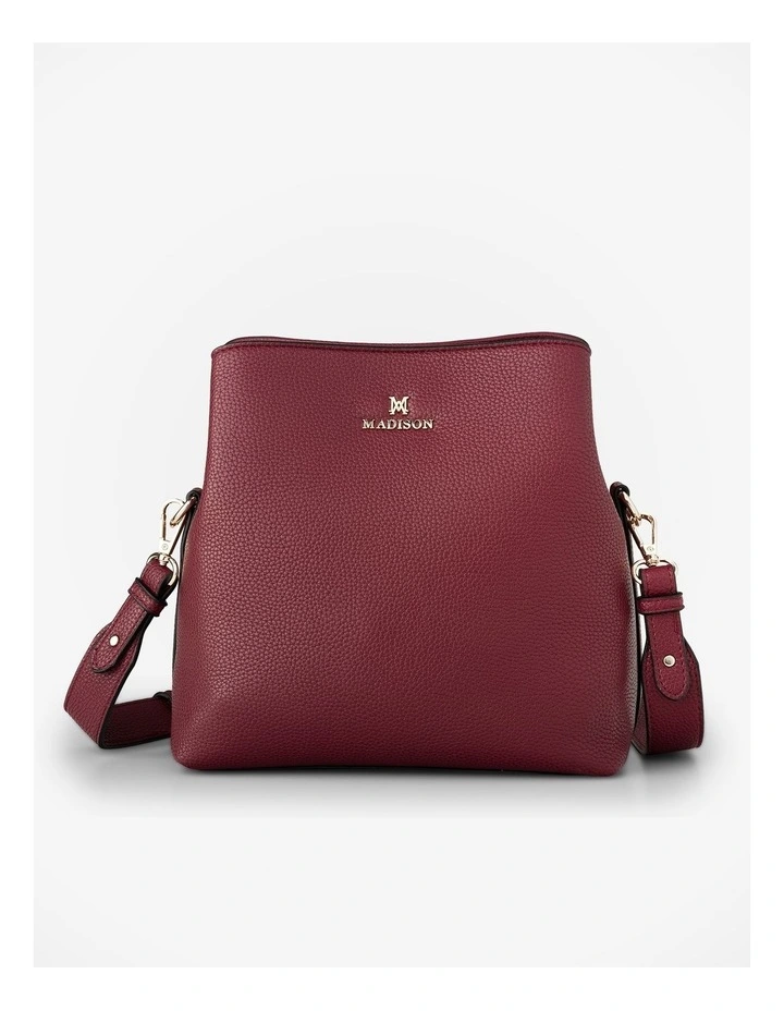 Joanie 3 Compartment Crossbody Bucket Bag in Red image 1