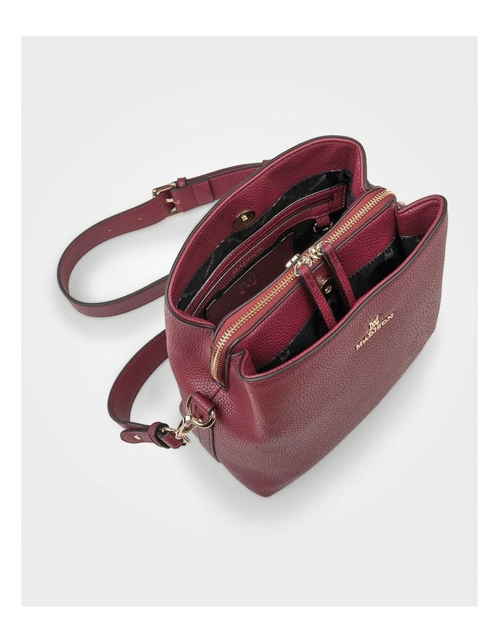 Joanie 3 Compartment Crossbody Bucket Bag in Red image 2