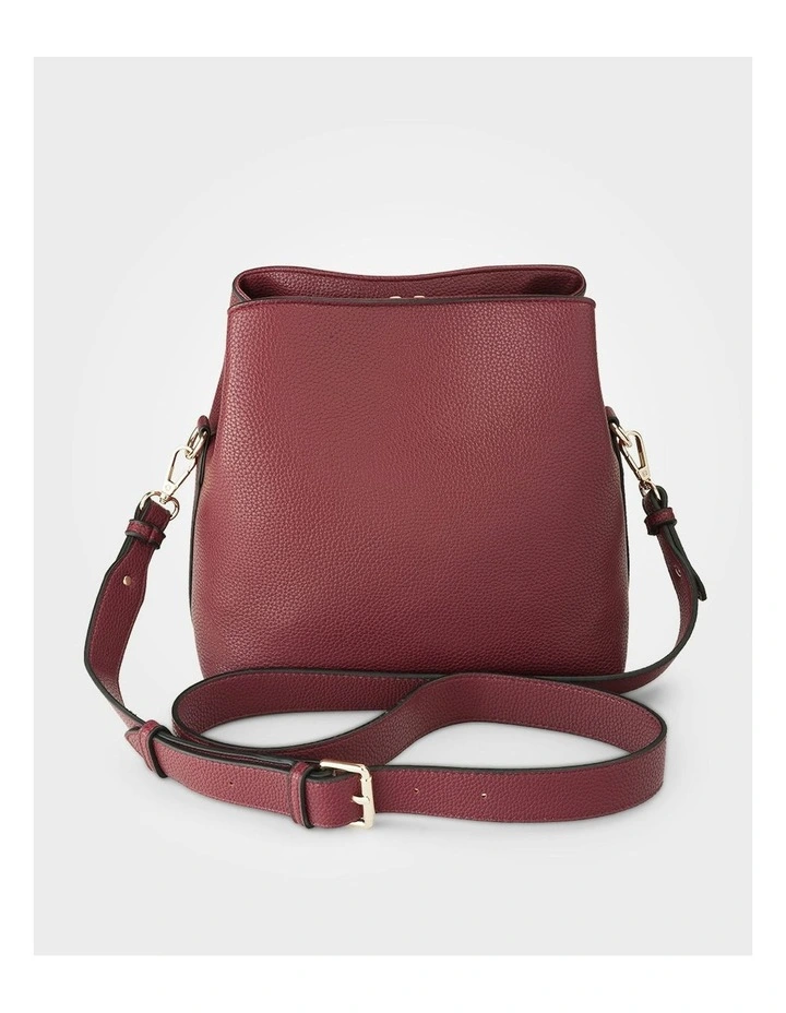 Joanie 3 Compartment Crossbody Bucket Bag in Red image 3