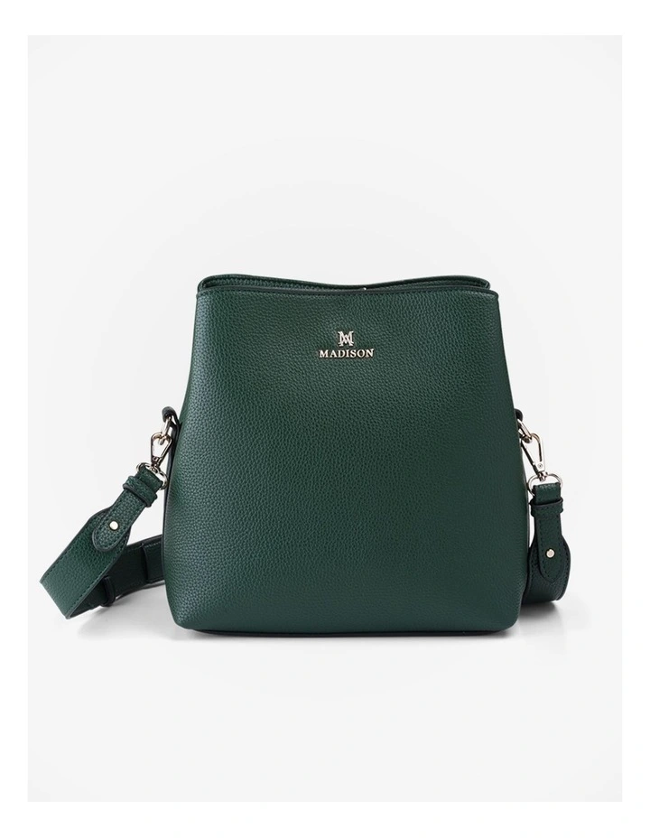 Joanie 3 Compartment Crossbody Bucket Bag in Green image 1