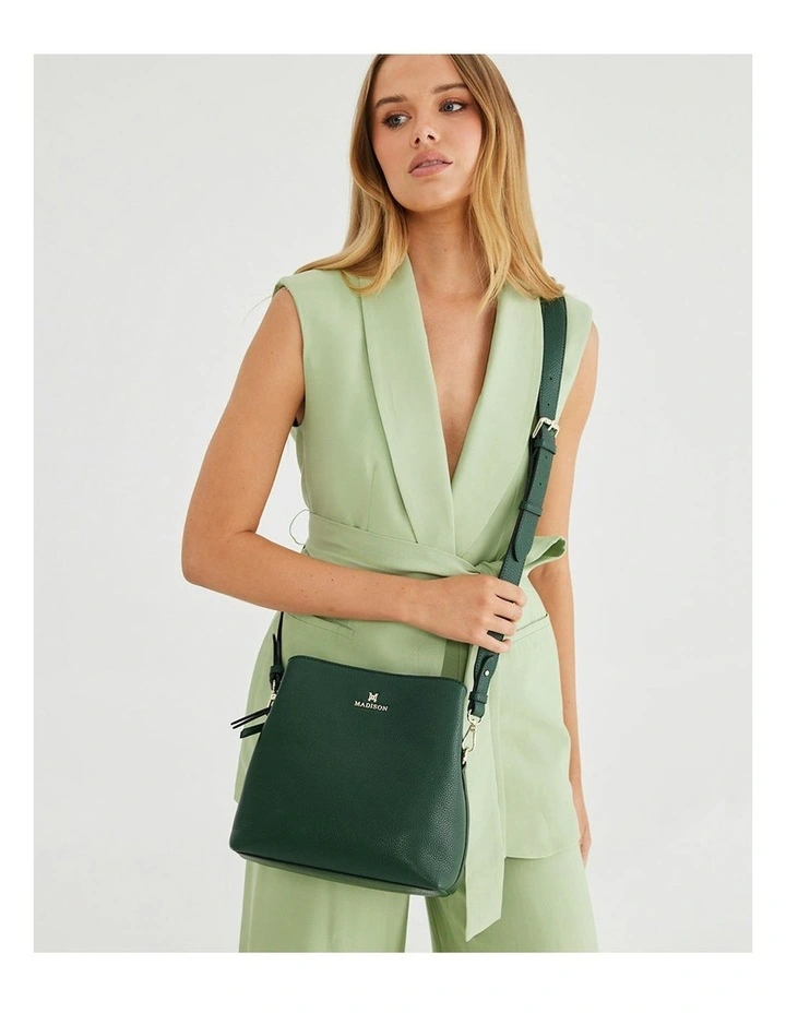 Joanie 3 Compartment Crossbody Bucket Bag in Green image 2