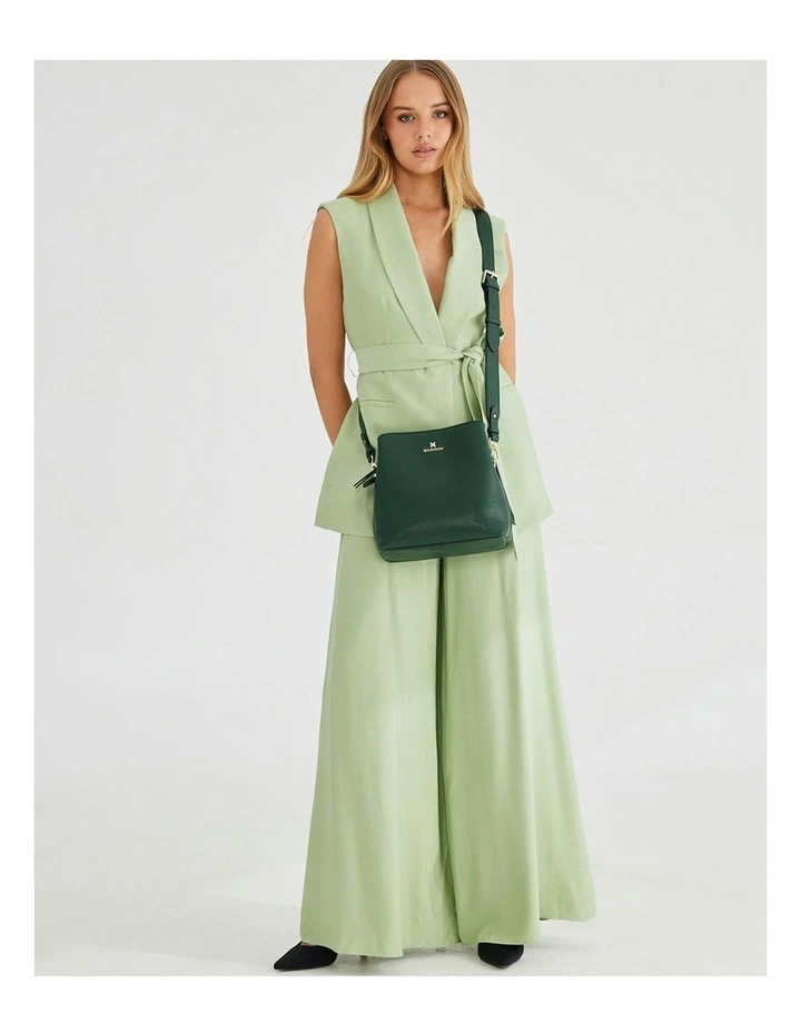 Joanie 3 Compartment Crossbody Bucket Bag in Green image 4