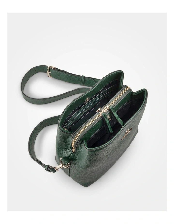 Joanie 3 Compartment Crossbody Bucket Bag in Green image 6