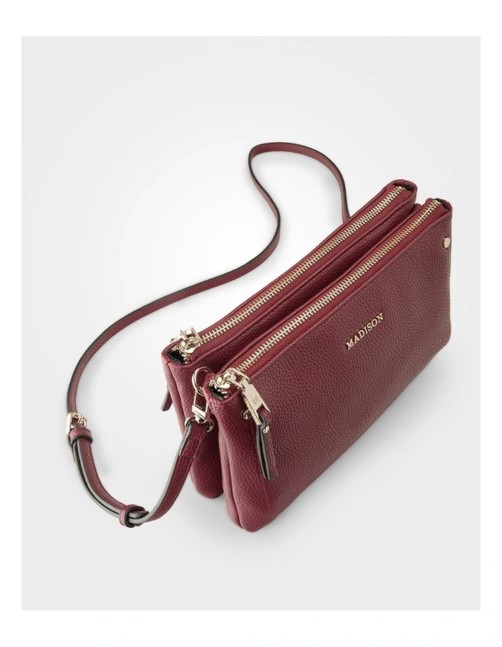 Charlotte Double Zip Crossbody Bag in Red image 2