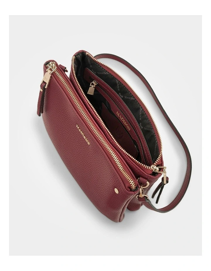 Charlotte Double Zip Crossbody Bag in Red image 3