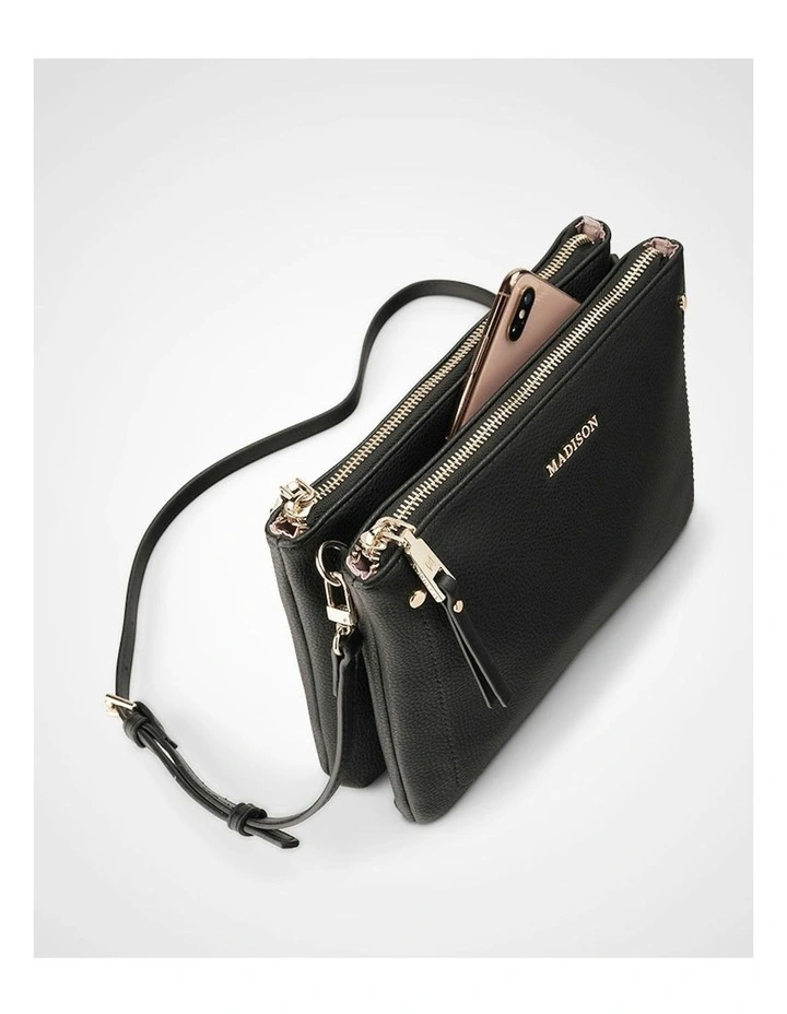 Charlotte Double Zip Crossbody Bag in Red image 6