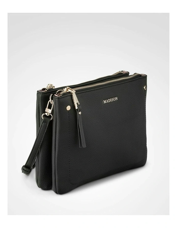 Charlotte Double Zip Crossbody Bag in Green image 6