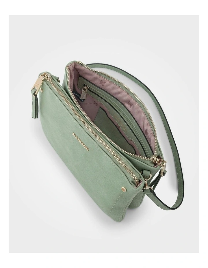 Charlotte Double Zip Crossbody Bag in Green image 3