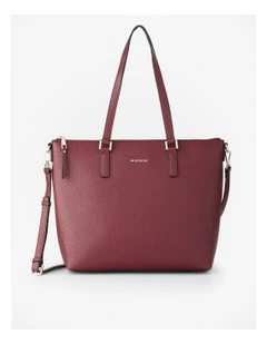Inga Large Zip Top Tote Bag with Laptop Pocket in Red