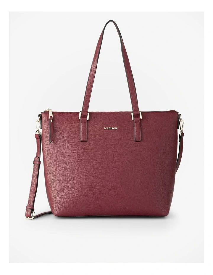 Inga Large Zip Top Tote Bag with Laptop Pocket in Red image 1