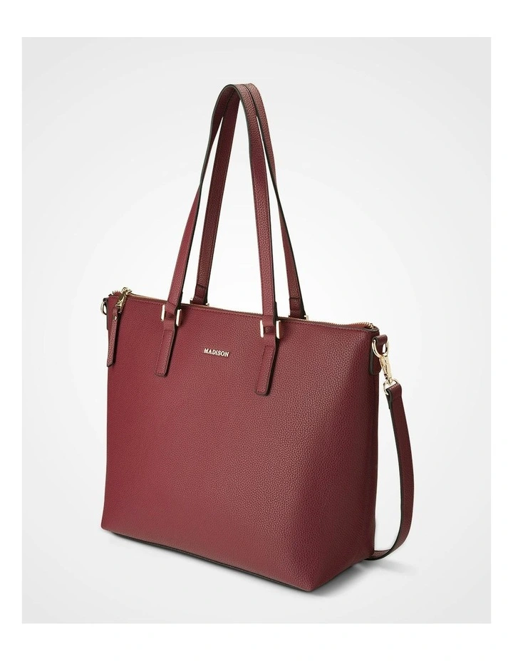 Inga Large Zip Top Tote Bag with Laptop Pocket in Red image 2