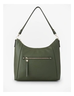 Raquel Soft Large Zip Pocket Hobo Shoulder Bag in Olive Green