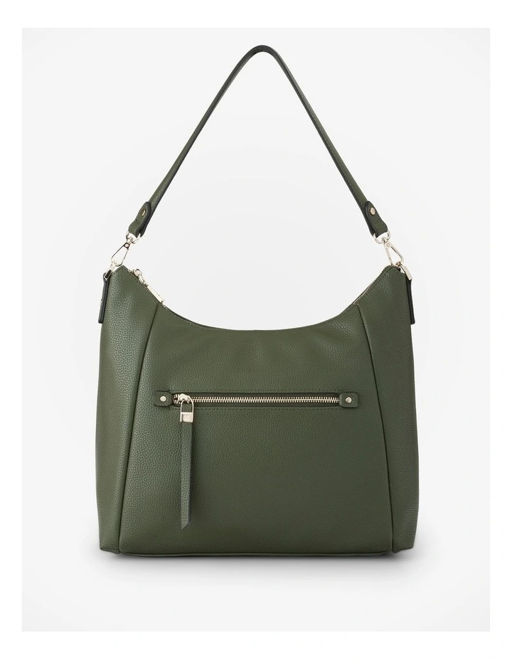 Raquel Soft Large Zip Pocket Hobo Shoulder Bag in Olive Green image 1