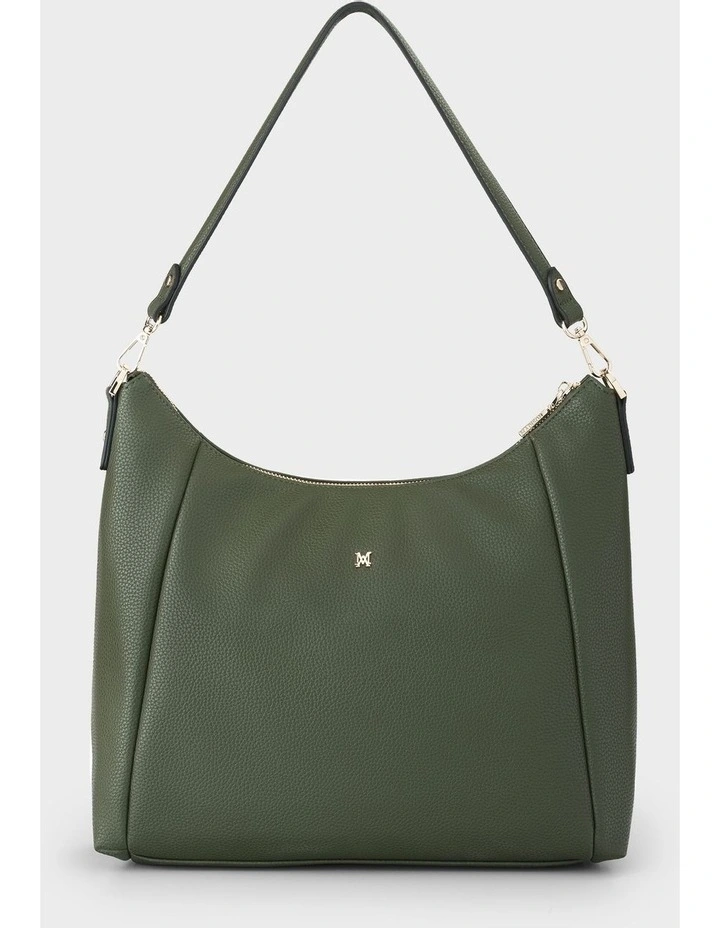 Raquel Soft Large Zip Pocket Hobo Shoulder Bag in Olive Green image 3