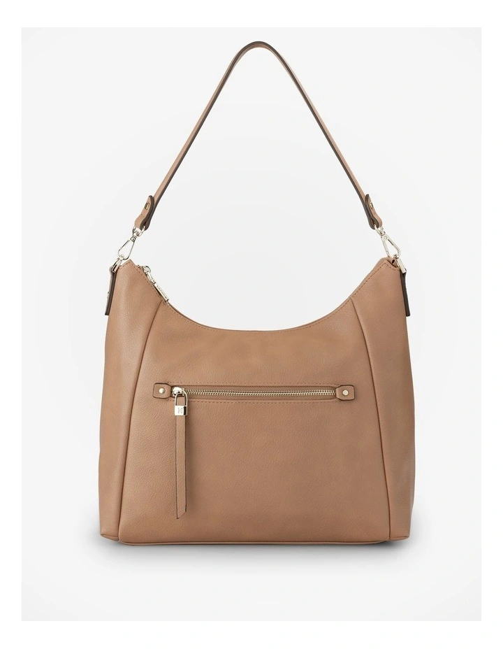 Raquel Soft Large Zip Pocket Hobo Shoulder Bag in Caramel image 1
