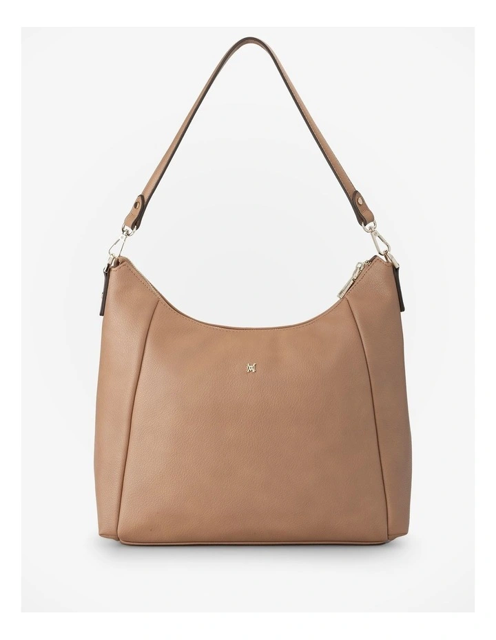 Raquel Soft Large Zip Pocket Hobo Shoulder Bag in Caramel image 3