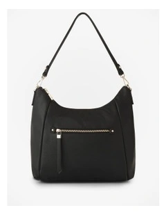 Raquel Soft Large Zip Pocket Hobo Shoulder Bag in Black