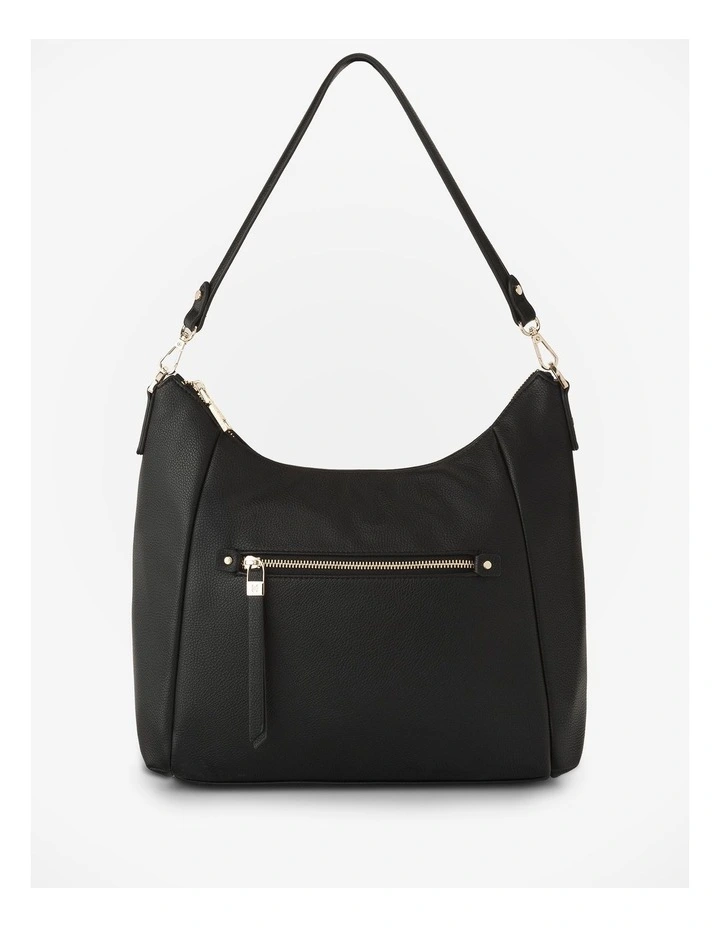 Raquel Soft Large Zip Pocket Hobo Shoulder Bag in Black image 1