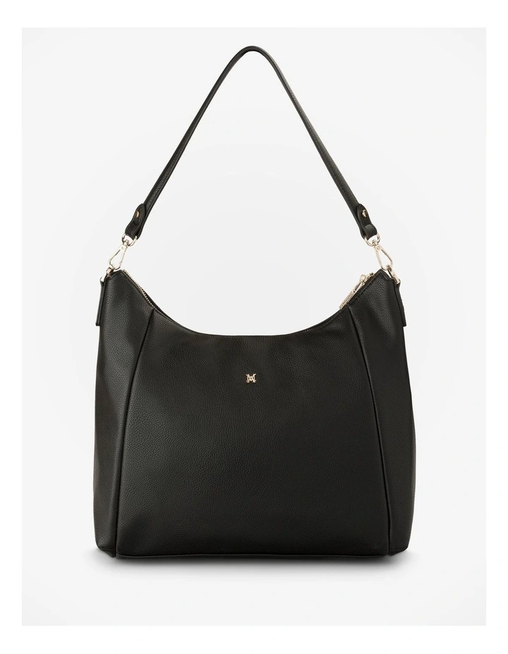 Raquel Soft Large Zip Pocket Hobo Shoulder Bag in Black image 3