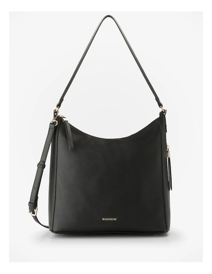 Renata Large Hobo Shoulder Bag with Crossbody Strap in Black image 1