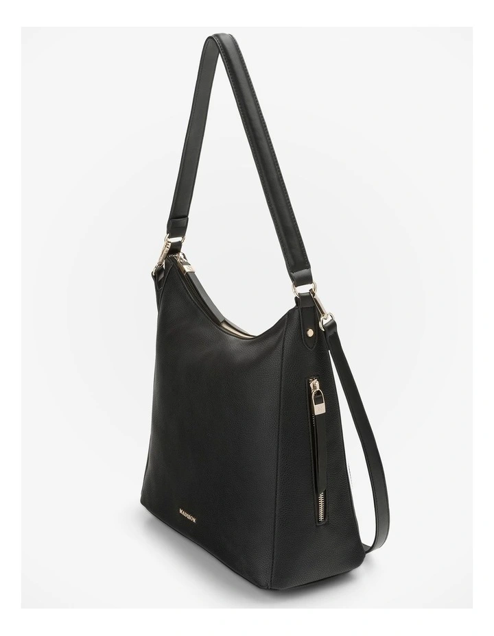 Renata Large Hobo Shoulder Bag with Crossbody Strap in Black image 2