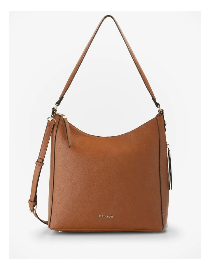 Renata Large Hobo Shoulder Bag with Crossbody Strap in Light Tan image 1
