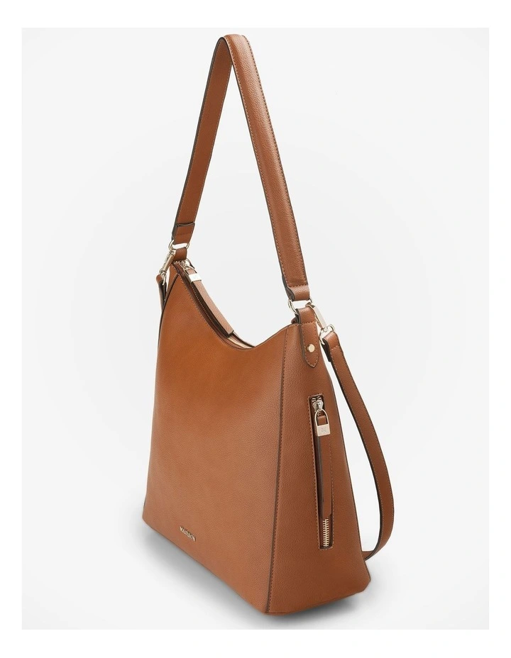 Renata Large Hobo Shoulder Bag with Crossbody Strap in Light Tan image 2