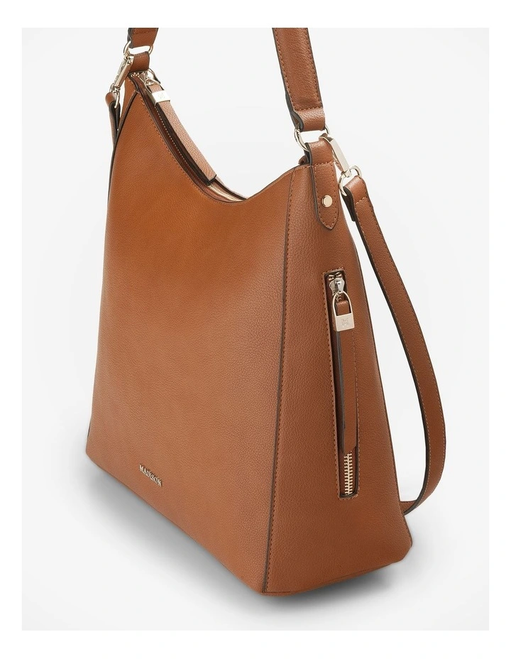 Renata Large Hobo Shoulder Bag with Crossbody Strap in Light Tan image 3