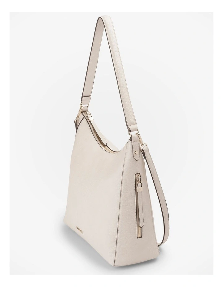 Renata Large Hobo Shoulder Bag with Crossbody Strap in Stone image 2