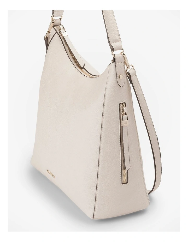 Renata Large Hobo Shoulder Bag with Crossbody Strap in Stone image 3