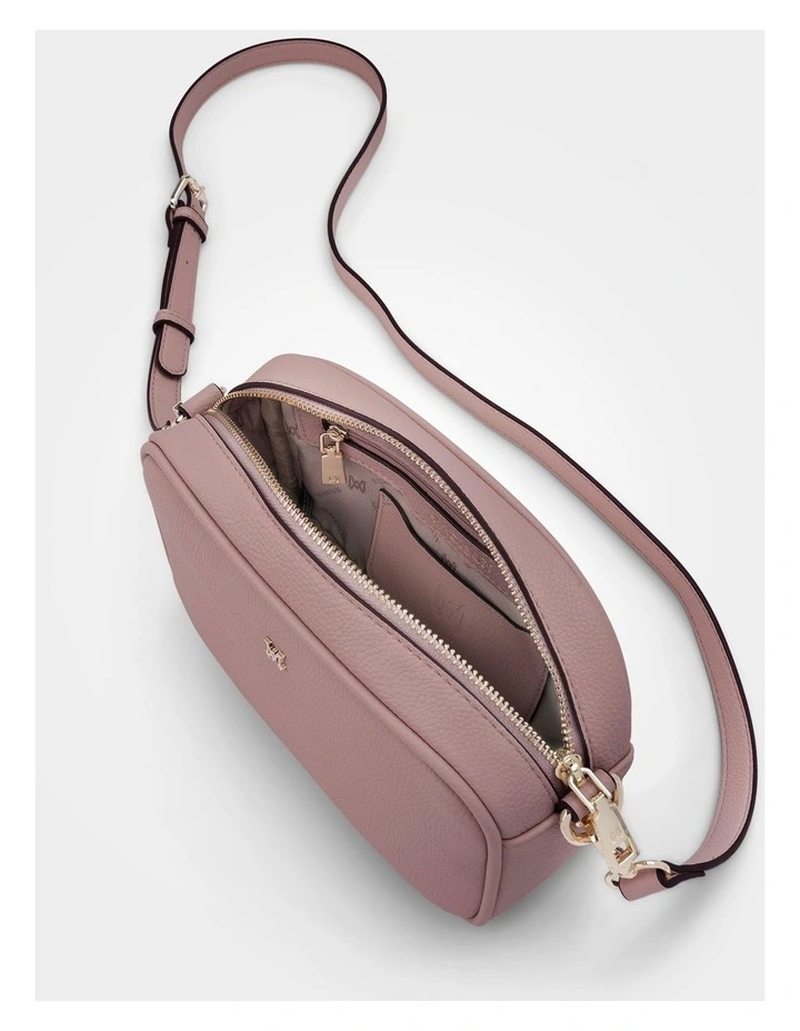 Monica Camera Crossbody Bag with Stripe Bag Strap in Rose Pink image 3