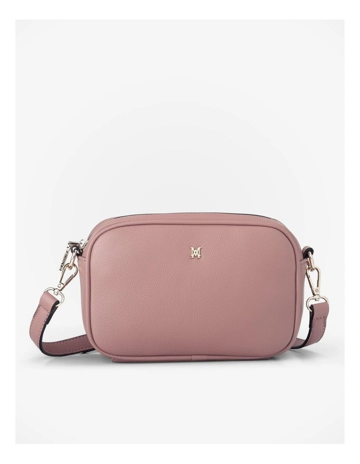 Monica Camera Crossbody Bag with Stripe Bag Strap in Rose Pink image 5