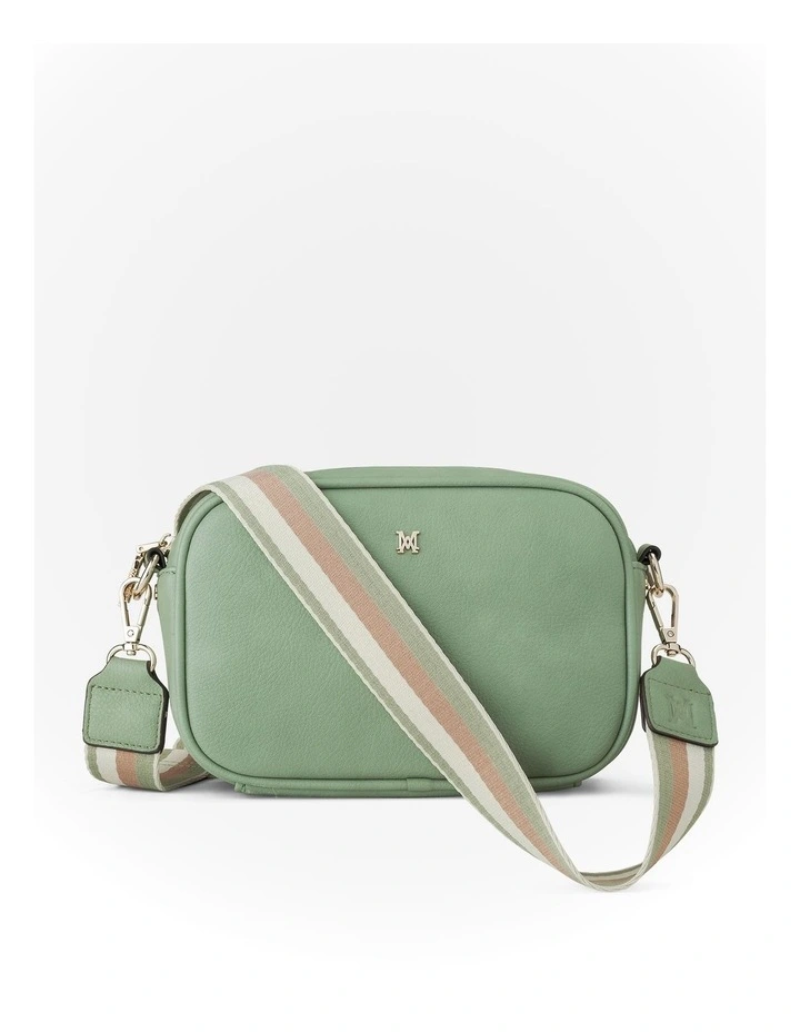 Monica Camera Crossbody Bag with Stripe Bag Strap in Sage image 1