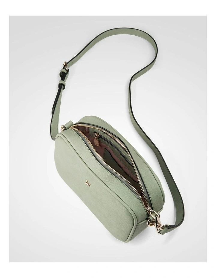 Monica Camera Crossbody Bag with Stripe Bag Strap in Sage image 3