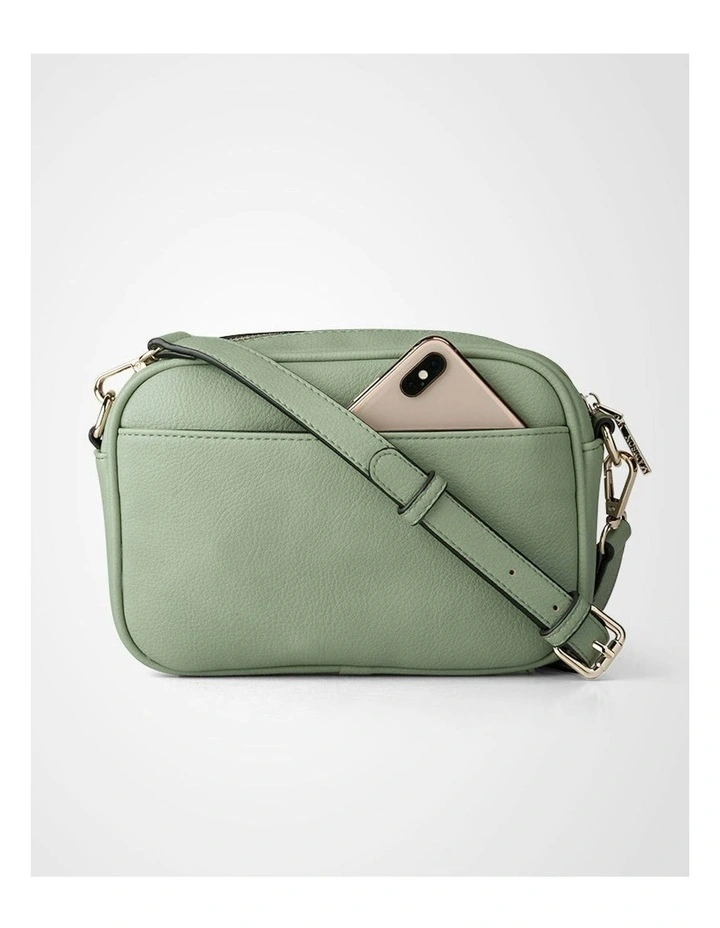 Monica Camera Crossbody Bag with Stripe Bag Strap in Sage image 4