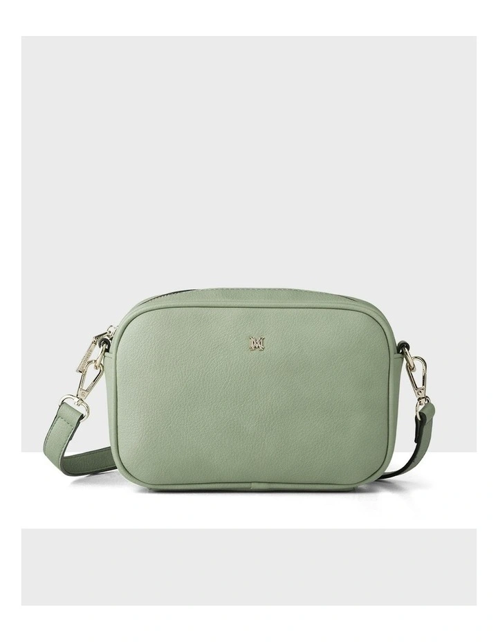Monica Camera Crossbody Bag with Stripe Bag Strap in Sage image 5