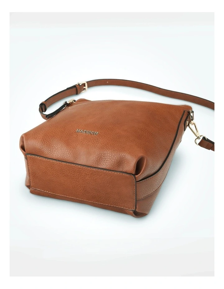 Maya Medium Double Angled Zip Sling Crossbody Bag in Brown image 7