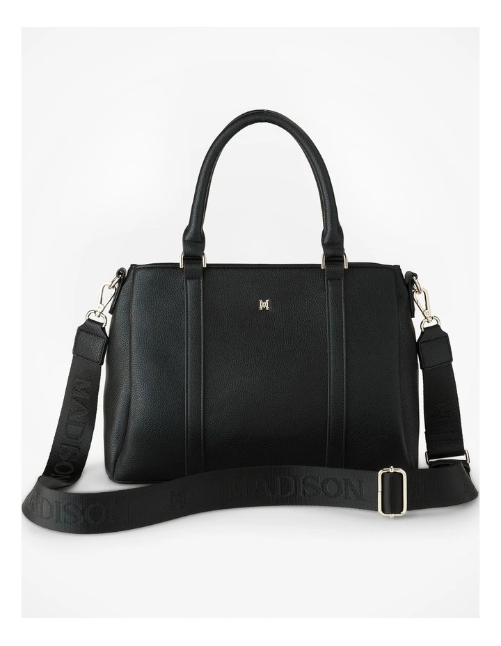 Patricia Medium Zip Top Satchel with 3 Compartments and Webbing Crossbody Strap image 1