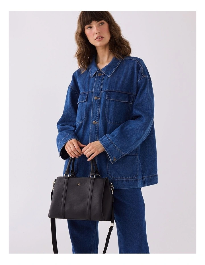 Patricia Medium Zip Top Satchel with 3 Compartments and Webbing Crossbody Strap image 2