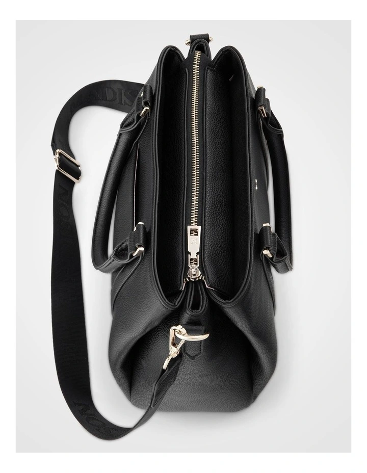 Patricia Medium Zip Top Satchel with 3 Compartments and Webbing Crossbody Strap image 4