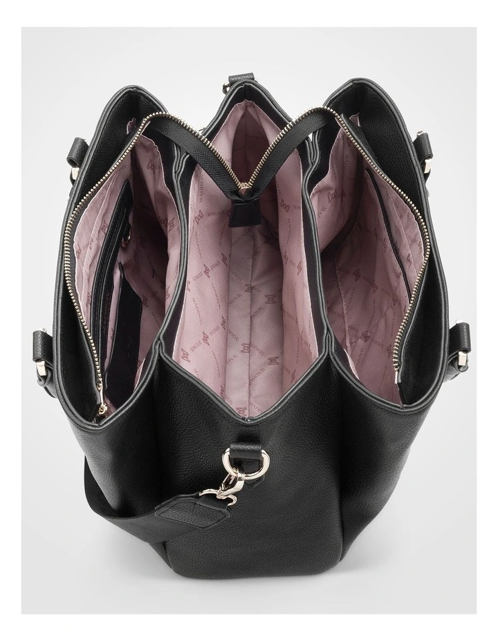 Patricia Medium Zip Top Satchel with 3 Compartments and Webbing Crossbody Strap image 5