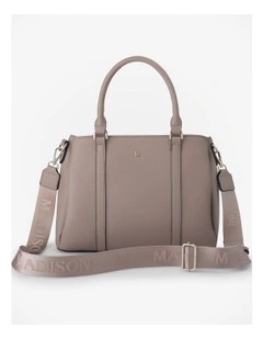 Patricia Medium Zip Top Satchel with 3 Compartments and Webbing Crossbody Strap